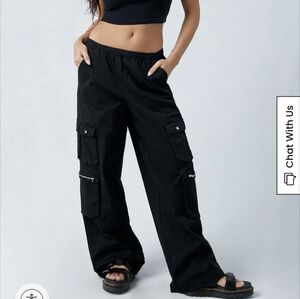 PacSun Black Draped Low Rise Wide Leg Cargo Pants Size small